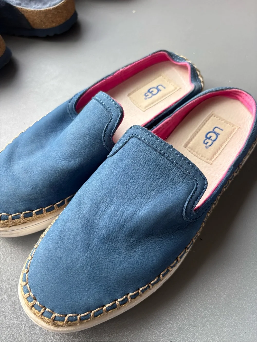 UGG Kids Navy Blue Slip-On Espadrille Sneakers with Pink Lining